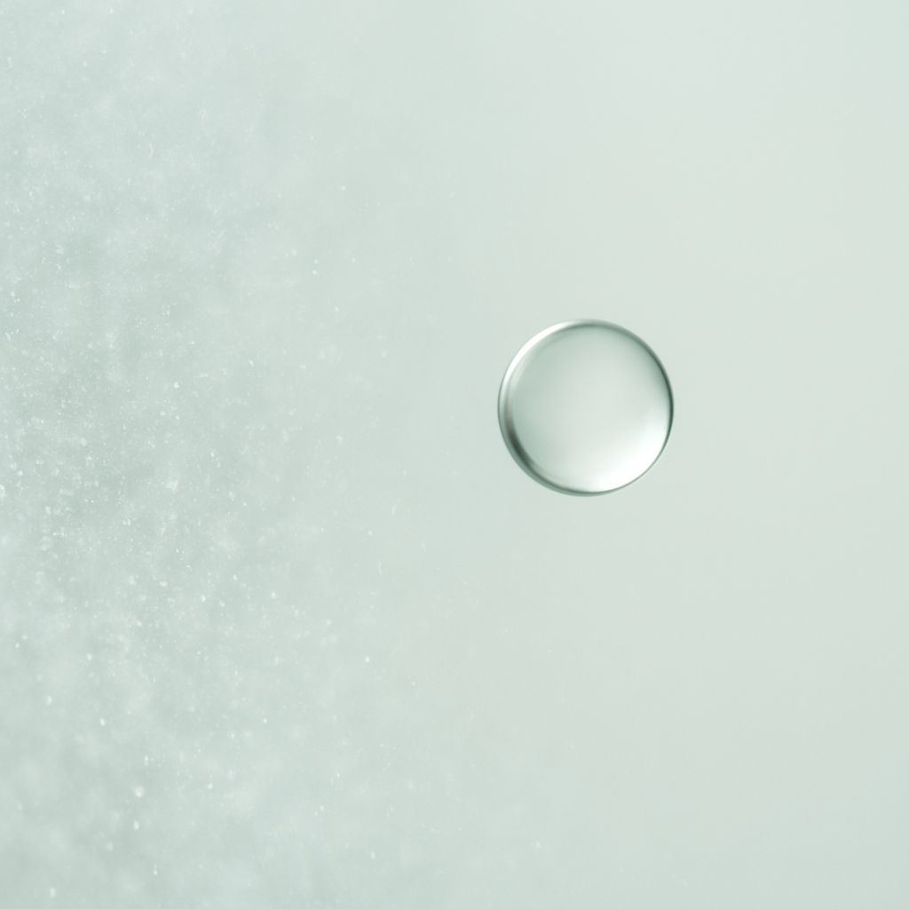 Macro view of a pure saline droplet